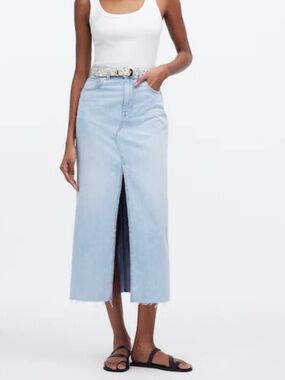 Madewell Rilee Denim Midi Skirt Size 28 NWT